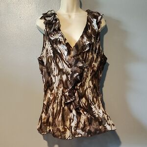 Sere Nade New York Woman Elegant Brown Ruffle Top